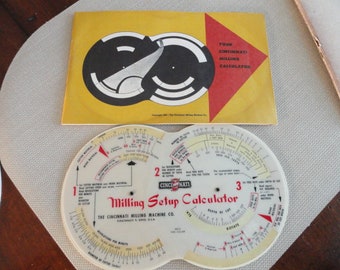 Cincinnati Milling Calculator vintage 1955 milling set up