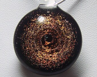 Copper mine sparkling 3D star whirlpool - dichroic vortex starfield 3D lampwork glass galaxypendant
