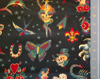 Tattoo black by Alexander Henry Fabrics rockabilly fabric by the yard