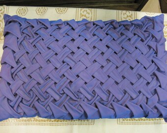 SALE--Vintage Purple irrescent lARGE Rectangle WOVEN SMOCKED Bench or throw Pillow