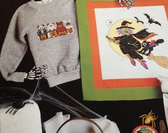 Cross Stitch 1988 Bewitchin' Stitchin' Hallowee, Bears, Witch, Skeleton