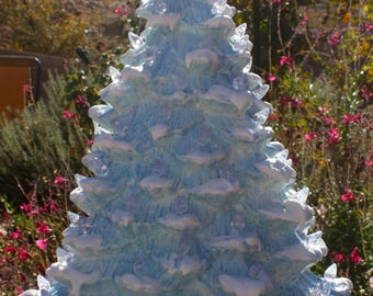 18 1/2" Ceramic Christmas Tree Lighted with Music Box, Just Like Grandma/Mom's from Vintage Mold #1809