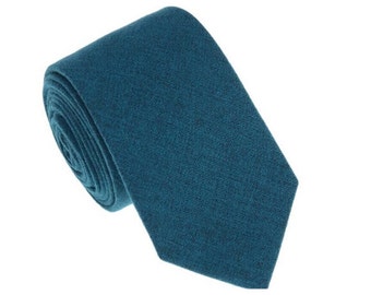 Teal Blue Wool Tie.Teal Blue Wedding Tie.Teal Blue Skinny Tie.Teal Necktie for Men Wedding.Groomsmen Attire.Gift