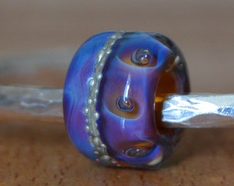 Unique Handmade Lampwork Glass European Charm Bead with Pure Silver - SRA - Fits all charm bracelets - Silver Core Options