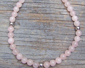Rose Quartz Ankle Bracelet With Charm of Your Choice