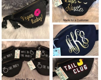 Blank or Customized to Anything You Want or choose on Canvas Waist Bag or choose from Disney Fanny Pack, Vegas Waist Bag, Monogram Initial
