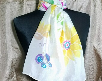 Hand painted silk scarf