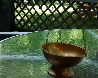 Brass planter hanging planter brass with chains succulent planter brass bowl hanging chains