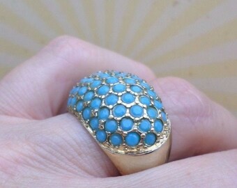 RING inlaid with blue rhinestones