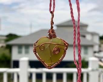 Wire Wrapped Healerite Heart Crystal Pendant