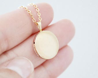 Round Gold Locket Heirloom Necklace - Small 14K Gold Filled