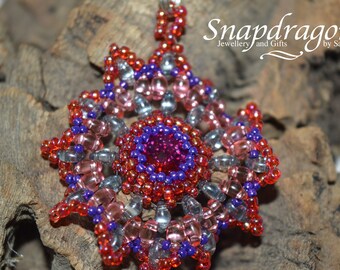 Captured Rivoli beaded mandala pendant