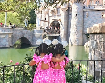 Pink and White Polka Dot Minnie Mouse dress Saige Dress