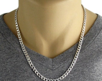 Men's 925 Sterling Silver Cuban Curb Link Chain Necklace - 150 Gauge 6 mm - 20"/22"/24"/26"