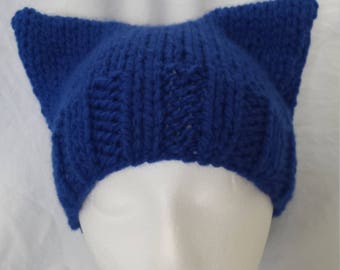 Blue wave pussyhat, chunky knit pussyhat, Democratic winter hat, 2018 midterm elections, blue wave 2018, women's march, resist, anti Trump