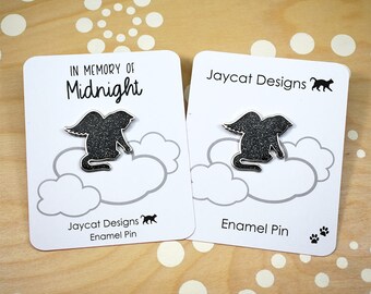 Angel Cat Enamel Pin, Cat Lapel Pin, Cat Memorial Pin, Enamel Cat Pin, Black Cat Pin, Black Cat Memorial, Guardian Angel Pin