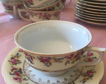 TEA CUP, Vintage Porcelain Tea Cup and Saucer by Gold Castle, Replacement China, Gifts for Her