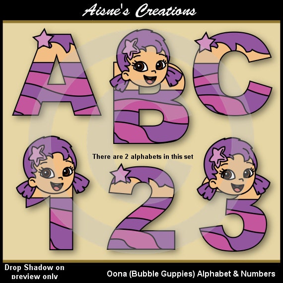 Oona Bubble Guppies Alphabet Letters &amp; Numbers Clip Art