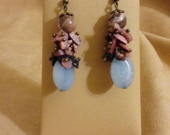 Earrings rhodonite, Aquamarine and Jasper "JoyaDreams"