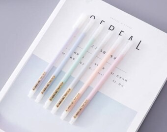 Set of 6 Colored Gel Ink Pen, Colorful Pen, Minimalist,Fine Point Pen,Kawaii Stationery, Planner, Marker,Gel Pen