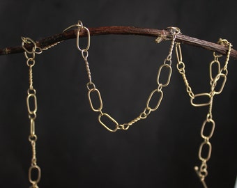 Handmade Gold Chain, Solid 14k Yellow Gold Chain Link Necklace, One of a Kind, Recycled Gold, Anniversary Gift, Ready to Ship Neckwear