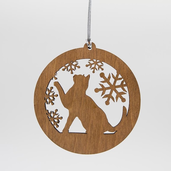 wood cat ornaments