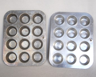 Set of 2 Vintage MIRRO Mini Muffin Tins Aluminum Mini Muffin Pans by MIRRO