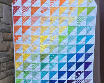 Rainbow Baby Quilt, Baby Girl Quilt, Modern Baby Quilt, Crib Quilt, Baby Blanket, Baby Gift