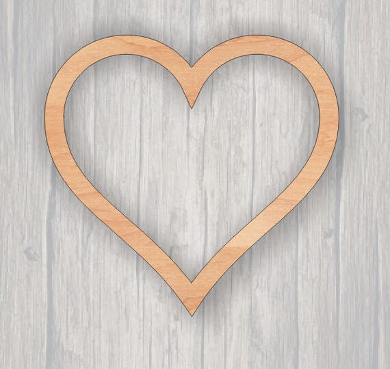 Heart Frame. Wood cutout. FREE SHIPPING. Laser Cutout. Wood