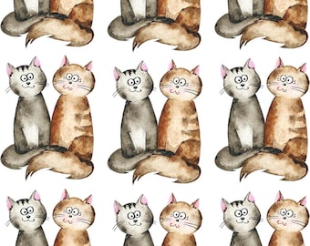 Kitty Pals - Ceramic Waterslide Decal - Enamel Decal - Fusible Decal - 66942