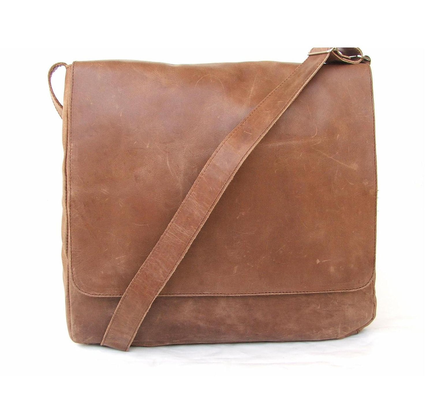 leather laptop bag Messenger bag Men Brown Leather handbag