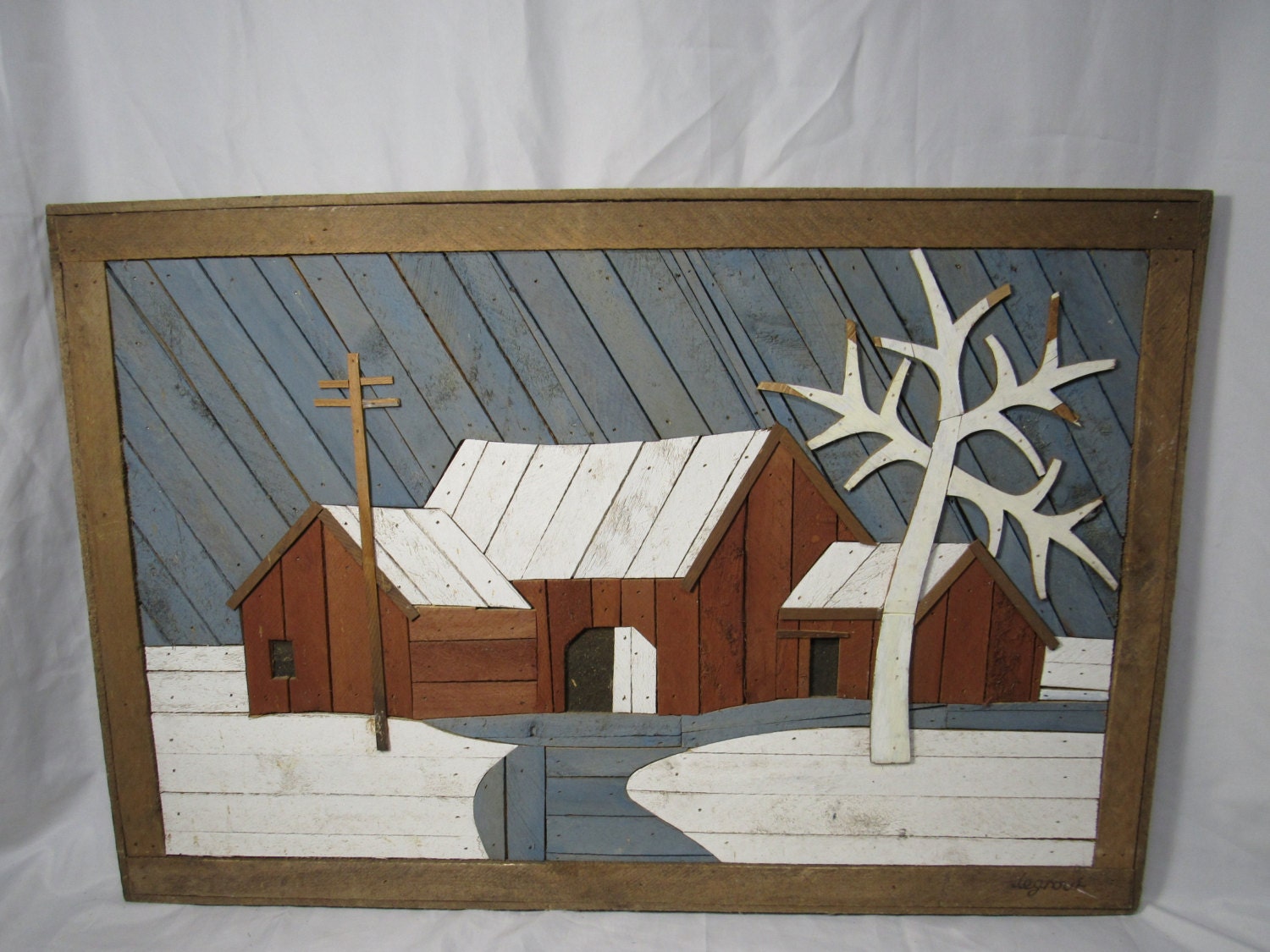 Theodore Degroot Winter Scape Lath Art Lath Art Folk Art