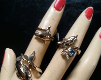 gold dolphin porpous surf wrap around ring