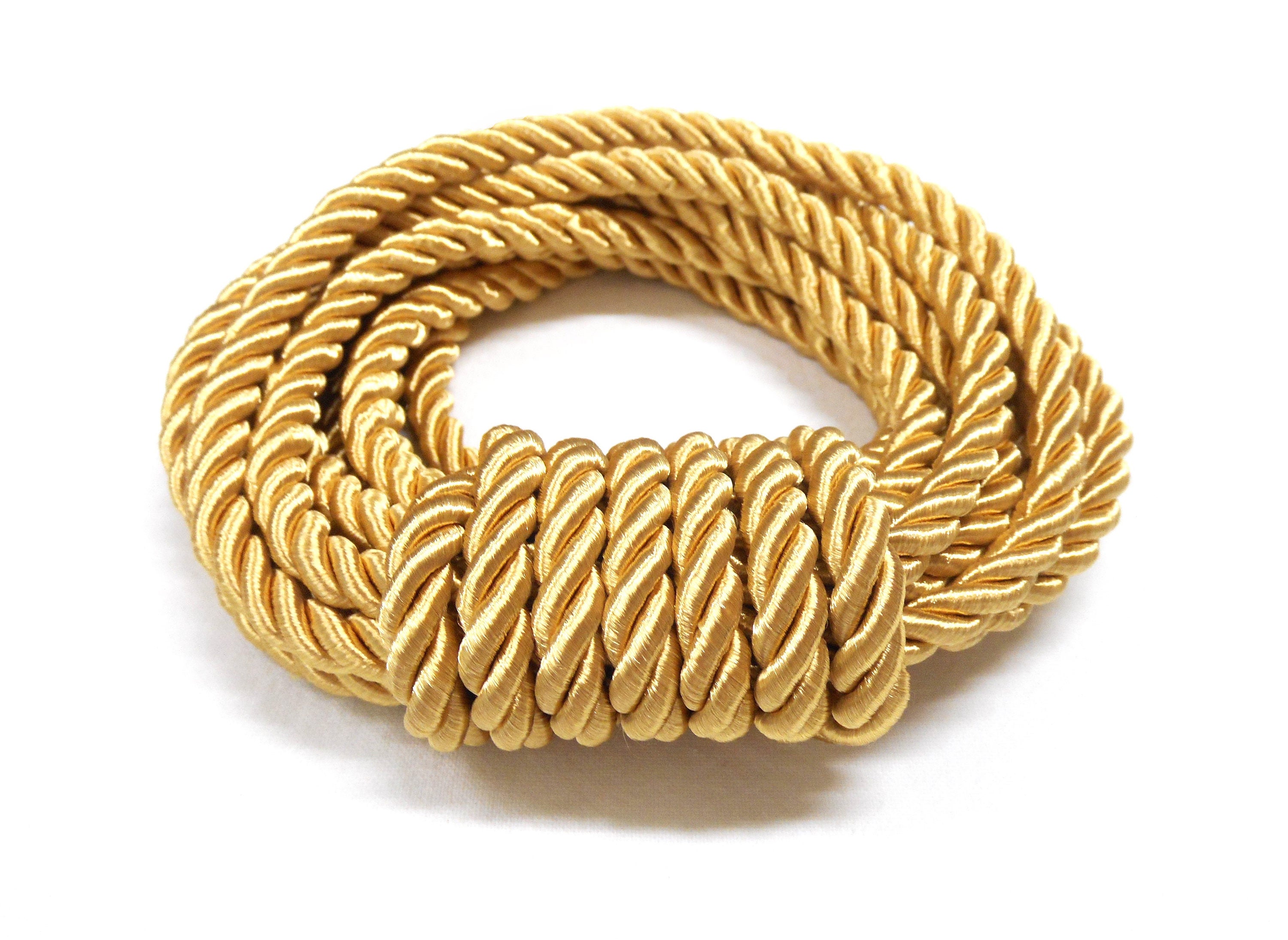 5mm Shiny Gold Satin Twisted Cord Wrapped Thread Cord Rope