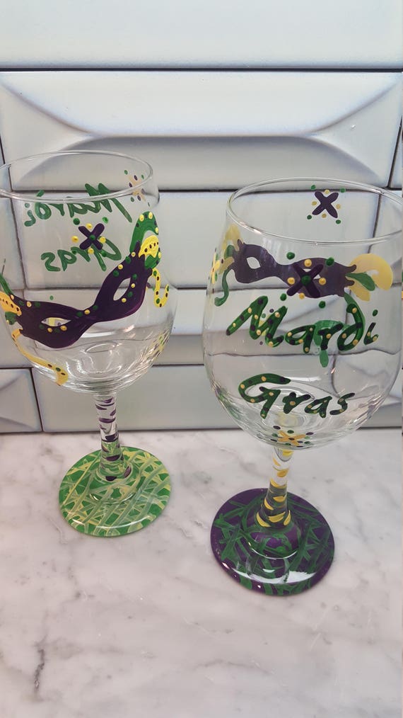 Mardi Gras Painted Glasses