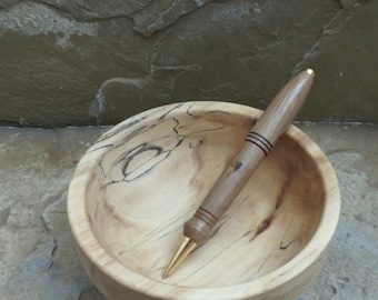 Ball Point Pen - Hand Turned Wood - Gambel Oak - Black Ink Cartridge