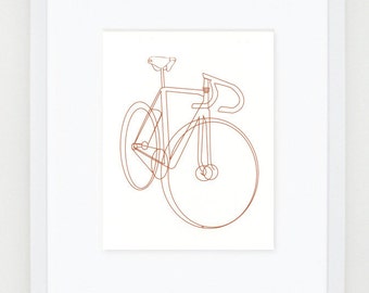 bike bicycle sketch illustration - silkscreen print - 8x10"