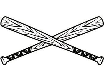 Baseball Logo #5 Bats Crossed Ball Diamond League Equipment Team Game Field Sports Company Logo .SVG .EPS .PNG Vector Cricut Cut Cutting