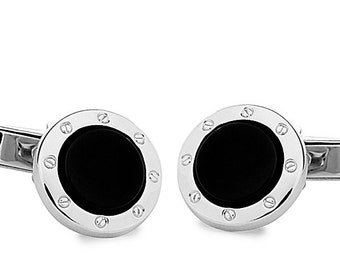 Silver 925 Cufflinks with Onyx Stone