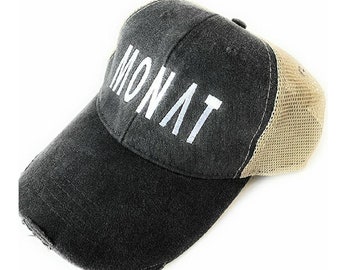 Monat Embroidered Distressed Trucker Hat, Monat Global, Boss Lady, Monat Consultant, My Monat Hat, Hair Products, Independent Business Lady