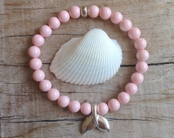 pink mermaid bracelet, beach bracelet, pink bracelet, beachcomber bracelet