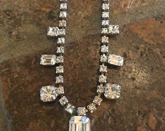 Diamond Choker All Faux Diamonds 12 Inch Diamond Necklace Estate Jewelry 1980s Jewelry Bride Prom Bridesmaids