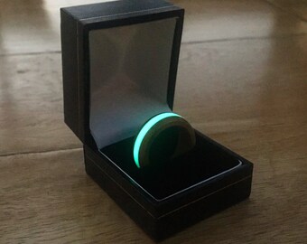 Handmade wooden ring/ glow in the dark/ anniversary gift/ wedding gift/ mothers day/ fathers day/ birthday/ sustainable unique wooden ring