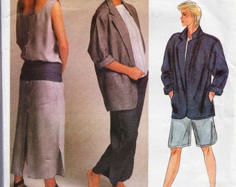 Vogue 1522 / Vintage Designer Sewing Pattern By Perry Ellis / Dress Jacket Pants Shorts Top / Size 10