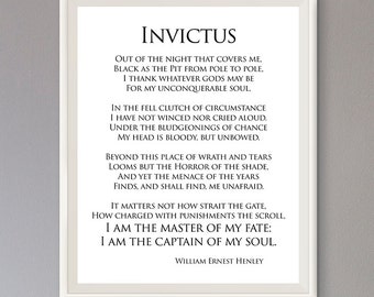 Invictus Printable Invictus poem William Ernest Henley