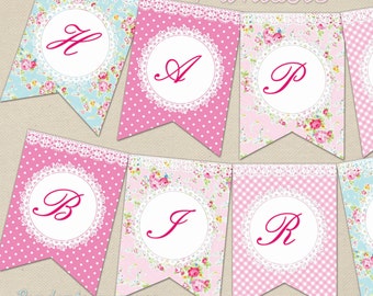 Shabby Chic Birthday Banner Decor