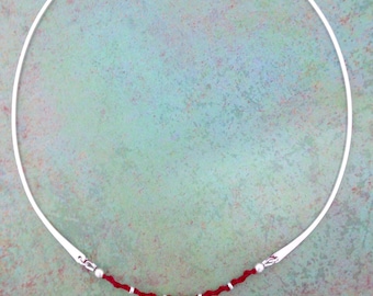 Sterling RAHAB-Neckring/Knotted Scarlet Cord
