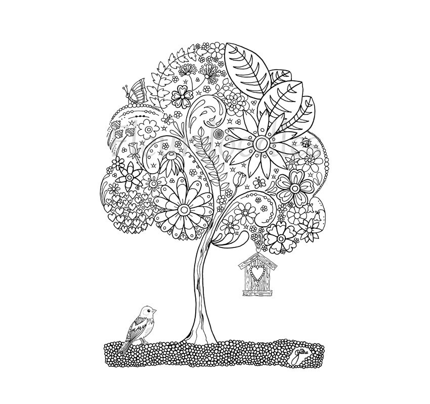 doodle tree 1 malseite für erwachsene ausmalbilder zum