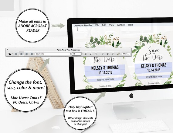 Greenery Save The Date Template Rustic Wedding Printable Cards Watercolor Invitations PDF Greenery Save The Date Template Rustic Wedding Printable Cards Watercolor Invitations PDF