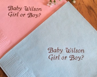 50 Personalized Napkins Personalized Napkins Baby Shower Gender Reveal Baby Cocktail Beverage Paper Party Monogram Custom Luncheon Avail!